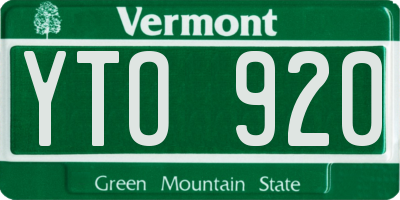 VT license plate YTO920