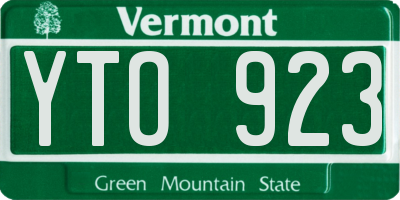 VT license plate YTO923