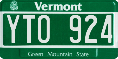 VT license plate YTO924
