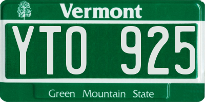 VT license plate YTO925