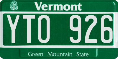 VT license plate YTO926