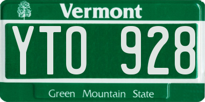 VT license plate YTO928