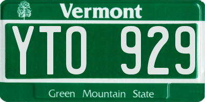 VT license plate YTO929