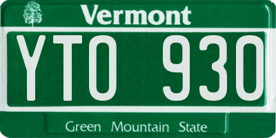 VT license plate YTO930