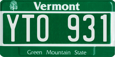 VT license plate YTO931