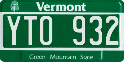 VT license plate YTO932