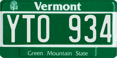 VT license plate YTO934