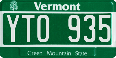 VT license plate YTO935