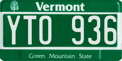 VT license plate YTO936