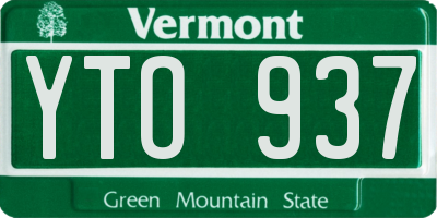 VT license plate YTO937
