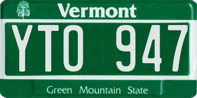 VT license plate YTO947