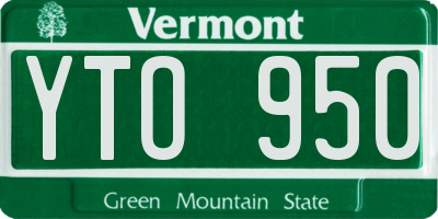 VT license plate YTO950