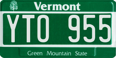 VT license plate YTO955