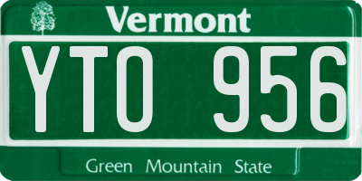 VT license plate YTO956