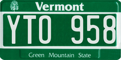 VT license plate YTO958