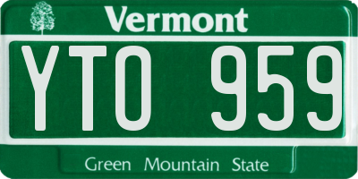 VT license plate YTO959