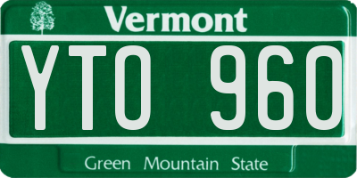 VT license plate YTO960