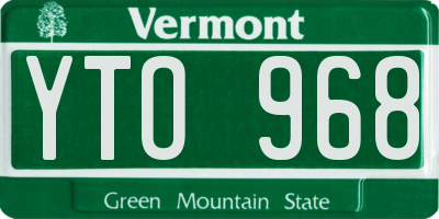 VT license plate YTO968