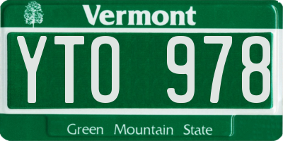VT license plate YTO978