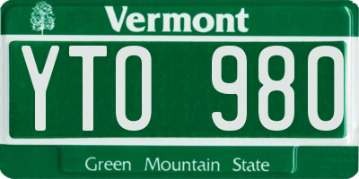 VT license plate YTO980