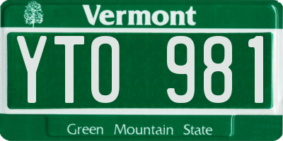 VT license plate YTO981