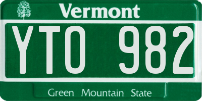 VT license plate YTO982