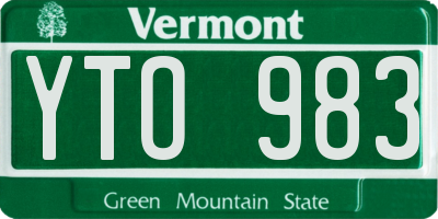 VT license plate YTO983