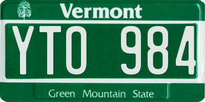 VT license plate YTO984