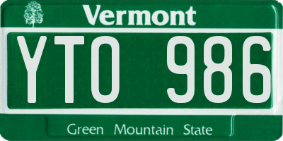 VT license plate YTO986