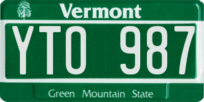 VT license plate YTO987
