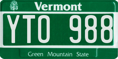 VT license plate YTO988