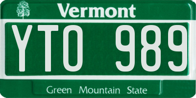 VT license plate YTO989
