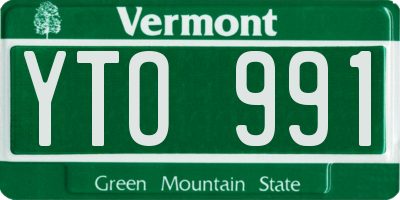 VT license plate YTO991