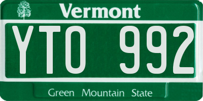 VT license plate YTO992