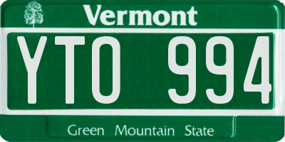 VT license plate YTO994