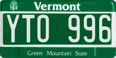 VT license plate YTO996