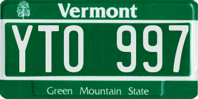 VT license plate YTO997