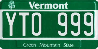 VT license plate YTO999