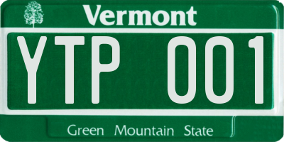 VT license plate YTP001