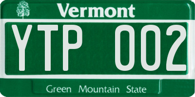 VT license plate YTP002