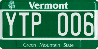 VT license plate YTP006