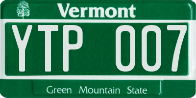 VT license plate YTP007