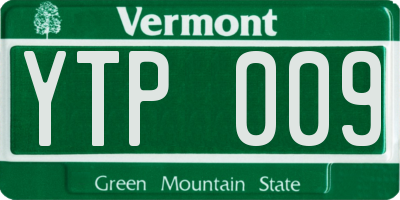 VT license plate YTP009