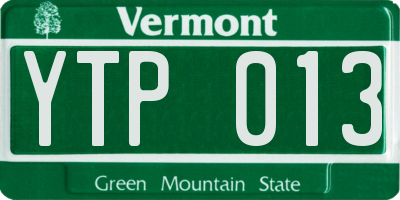 VT license plate YTP013