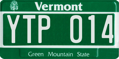 VT license plate YTP014
