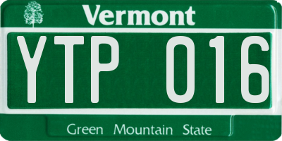 VT license plate YTP016