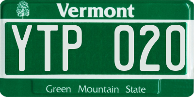 VT license plate YTP020