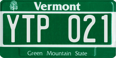 VT license plate YTP021