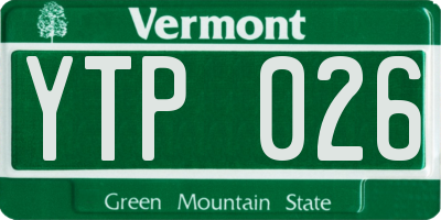 VT license plate YTP026
