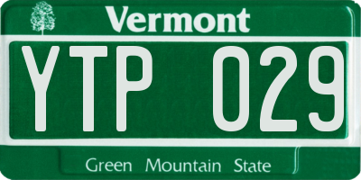 VT license plate YTP029